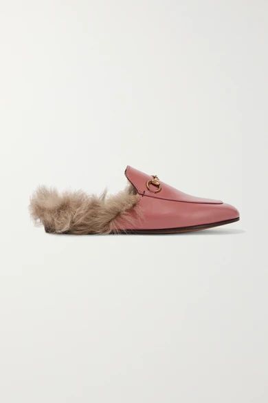 Gucci - Princetown Horsebit-detailed Shearling-lined Leather Slippers - Pink | NET-A-PORTER (UK & EU)