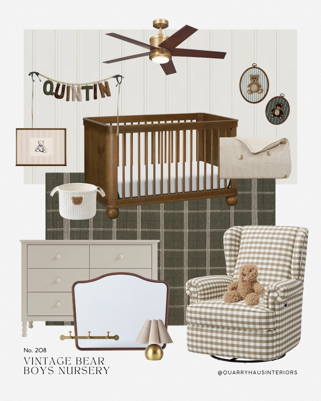 If your perfect baby boy nursery is one that feels warm, earthy, cozy and vintage, then this teddy bear nursery design is just for you 🧸

I love the neutral brown and green color palette and all the different patterns - stripes, gingham, plaid and more. And that custom name banner is SO cute! 

Baby boy nursery bedroom toddler design decor furniture classic traditional neutral olive brown tan taupe lighting organization

#LTKKids #LTKHome #LTKBaby