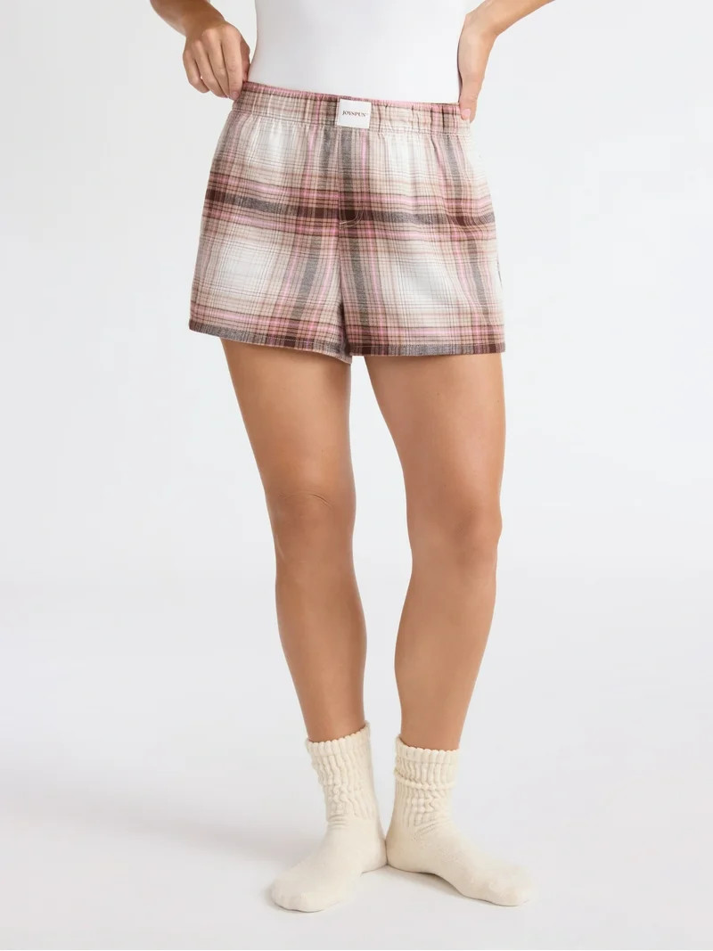 Joyspun Women's Flannel Pajama Boxer Shorts, 3'' Inseam, Sizes XS-3X | Walmart (US)