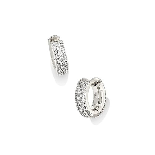 Kendra Scott Mikki Pave Huggie Earrings in Silver-Plated Brass, Fashion Jewelry For Women | Amazon (US)