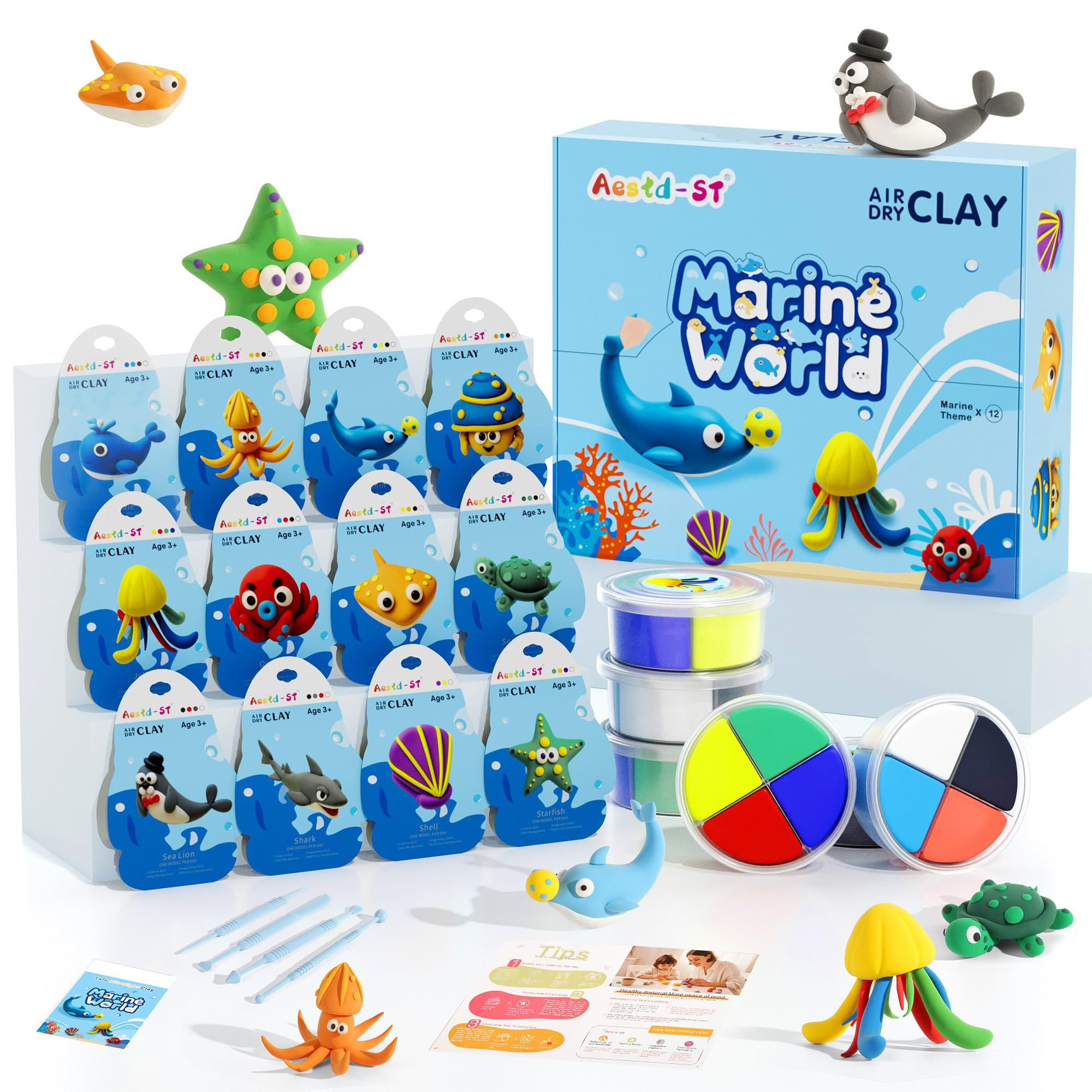 Air Dry Clay Kit - Ocean Theme, Modeling Clay for Kids, DIY Model Magic Clay with Sculpting Tools... | Amazon (US)