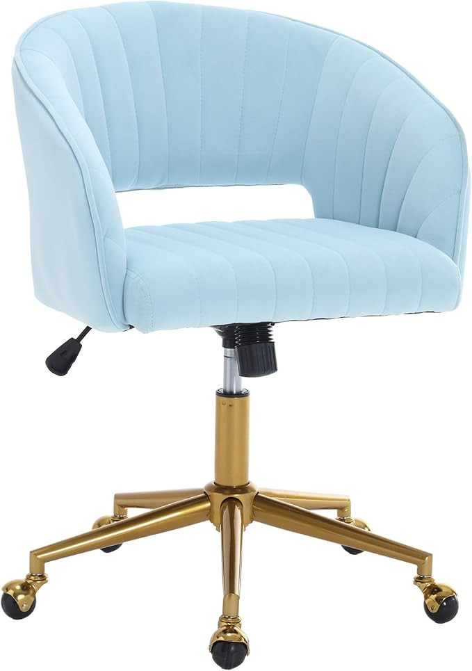 Home Office Swivel Desk Chair, Modern Velvet Vanity Chair, Height Adjustable Armchair with Gold B... | Amazon (US)