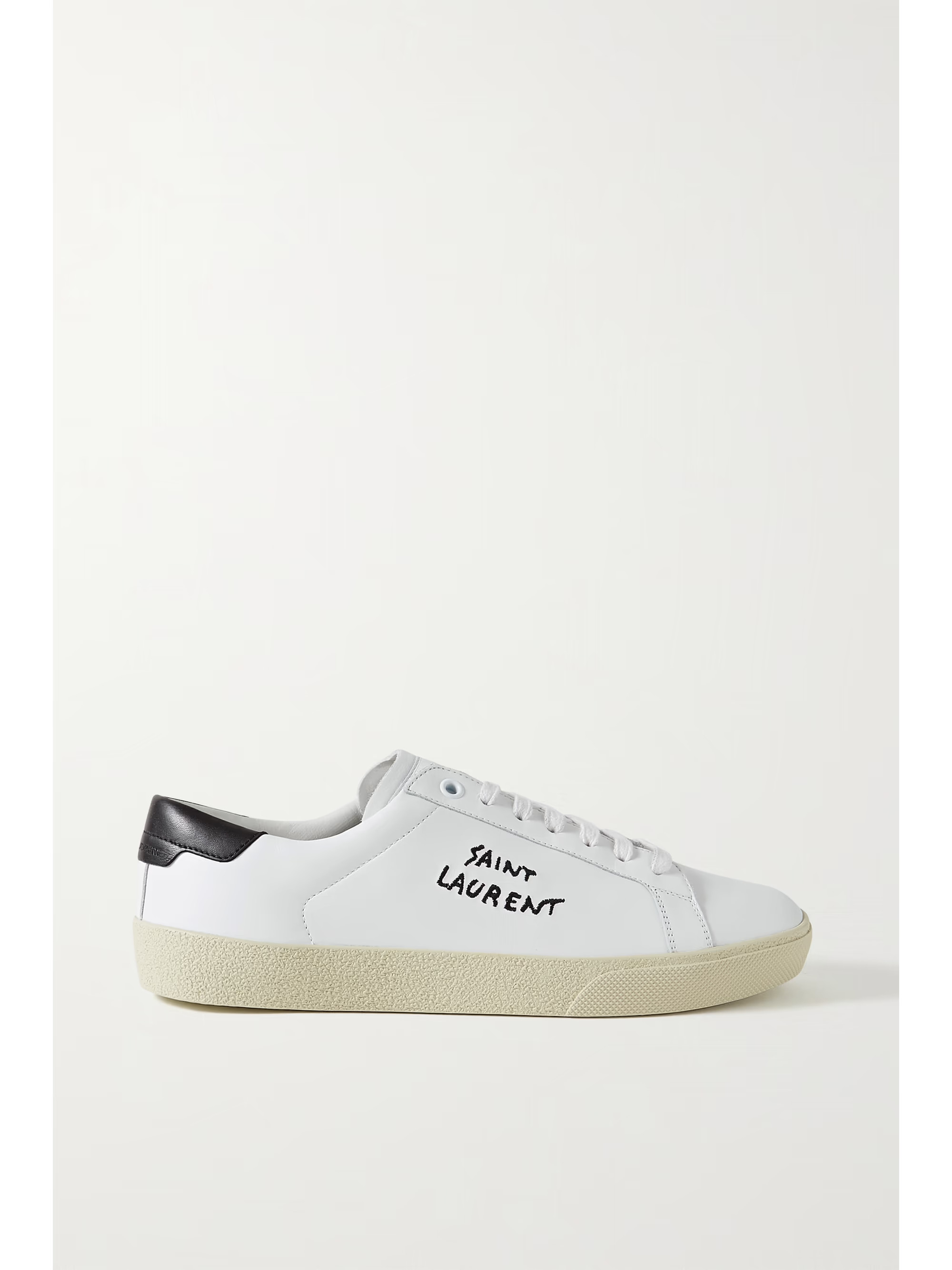SAINT LAURENTCourt Classic logo-embroidered leather sneakers | NET-A-PORTER (US)