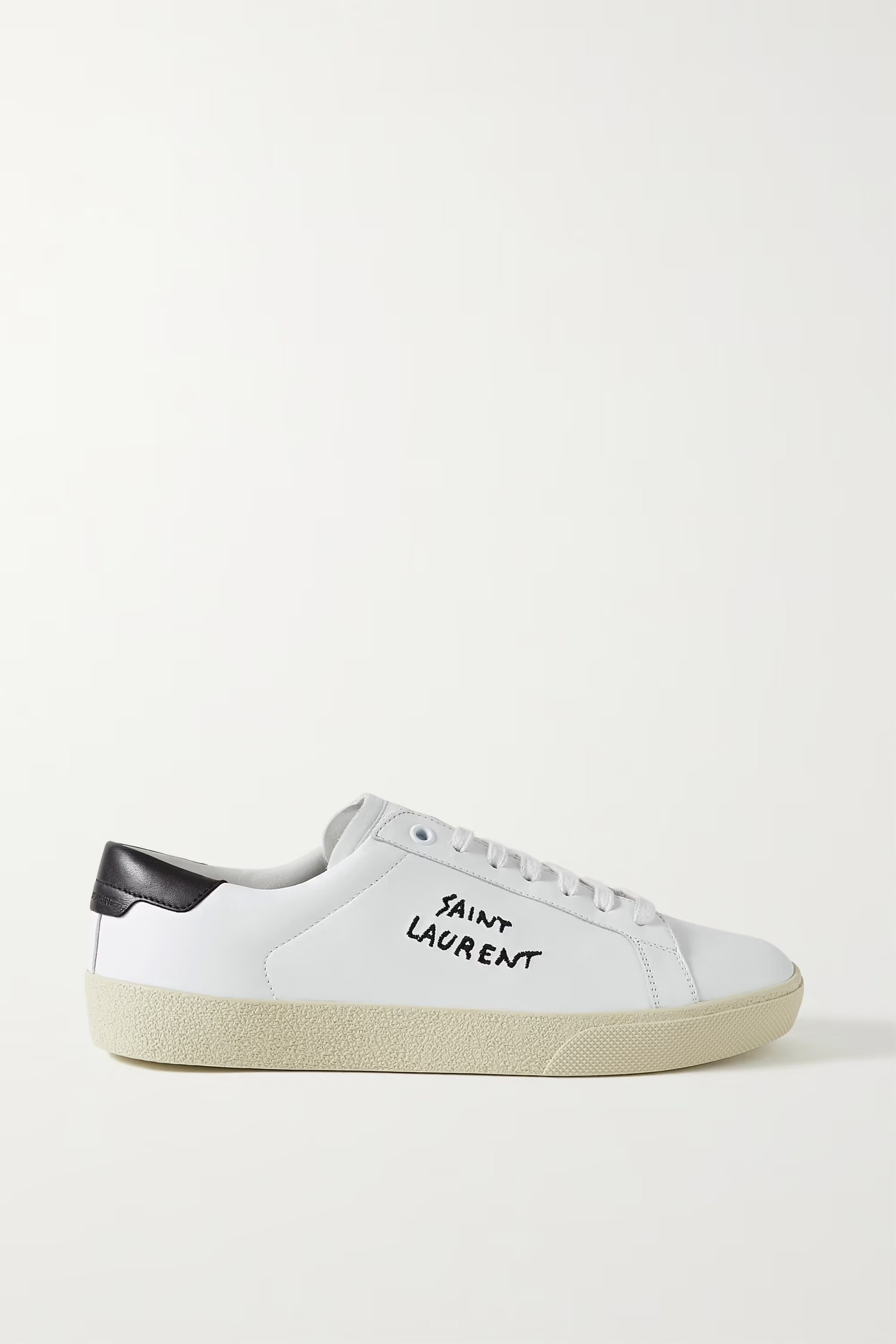 SAINT LAURENTCourt Classic logo-embroidered leather sneakers | NET-A-PORTER (US)
