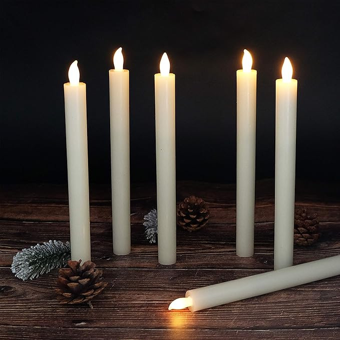 DRomance Flickering Flameless LED Taper Candles Battery Operated with Remote and Timer, Real Wax ... | Amazon (US)