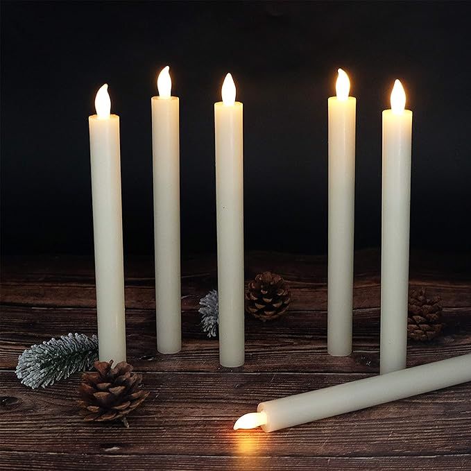 DRomance Flickering Flameless LED Taper Candles Battery Operated with Remote and Timer, Real Wax ... | Amazon (US)