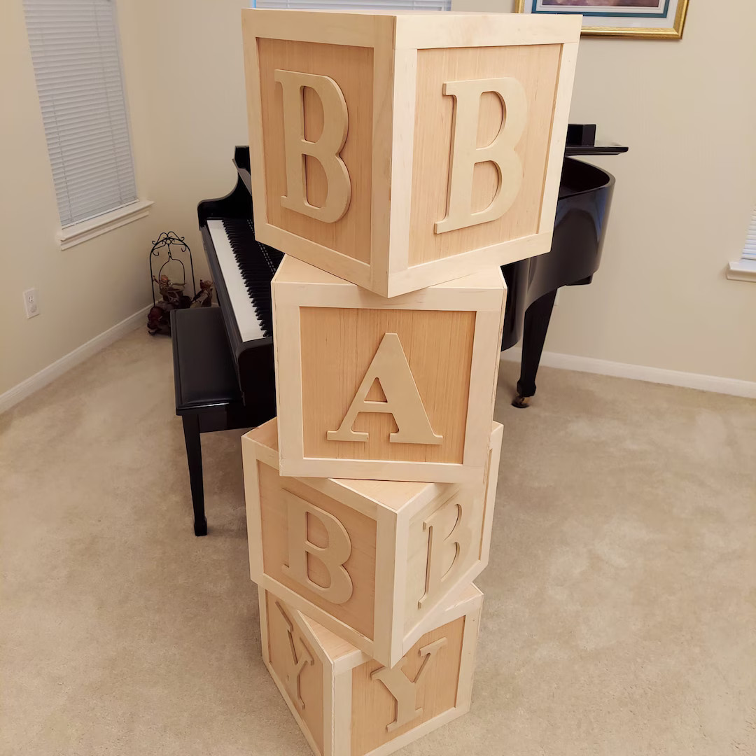 Baby Shower Block Letters, Large Wooden Alphabet Blocks, Large Wooden Blocks, Letter Blocks, Pers... | Etsy (US)