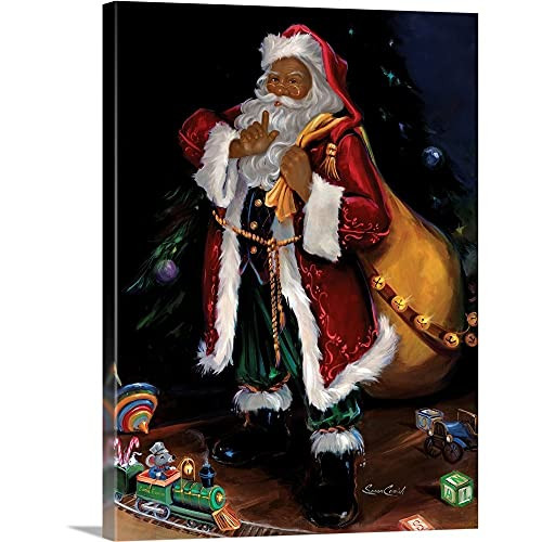 GREATBIGCANVAS African American Santa Canvas Wall Art Print, Christmas Home Decor Artwork, 12"x16... | Amazon (US)