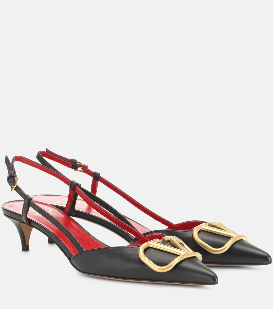 Valentino Garavani VLOGO leather slingback pumps | Mytheresa (UK)