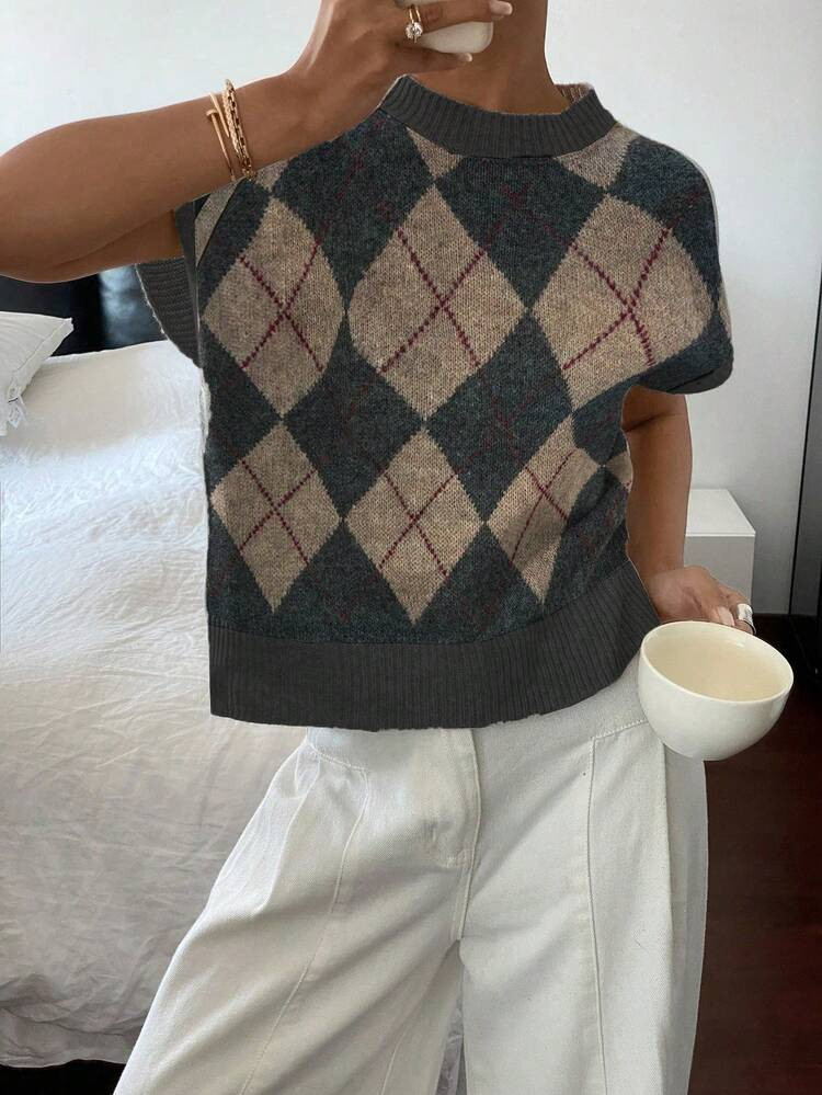 Sweater Checked  | SHEIN