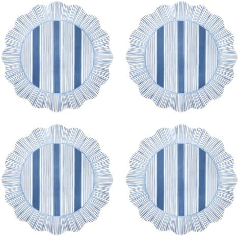 Juliska Cabana Stripe Melamine Dessert/Salad Plate Set/4 - Ocean | Amazon (US)
