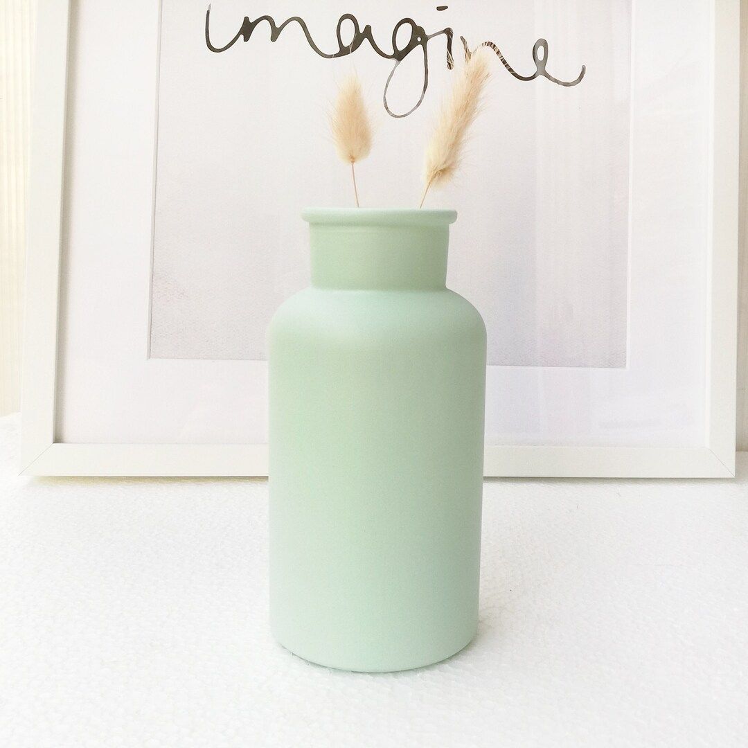 Sage green decor vase, color green home room terracotta decor, sage green items, pastel matte col... | Etsy (US)