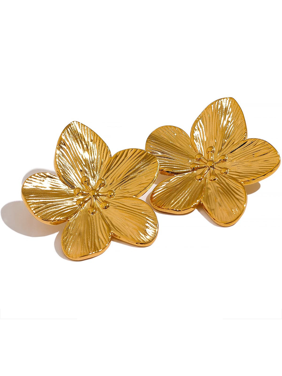 Tarnish Free Vintage Stainless Steel Large earrings Flower Metal Stud Earrings for Women Individu... | SHEIN