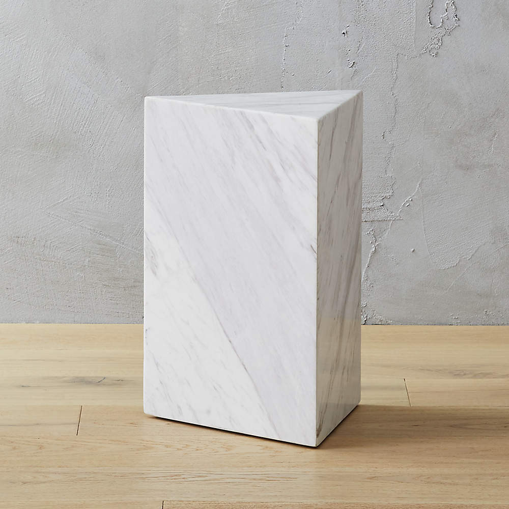 Tri White Marble Side Table + Reviews | CB2 | CB2