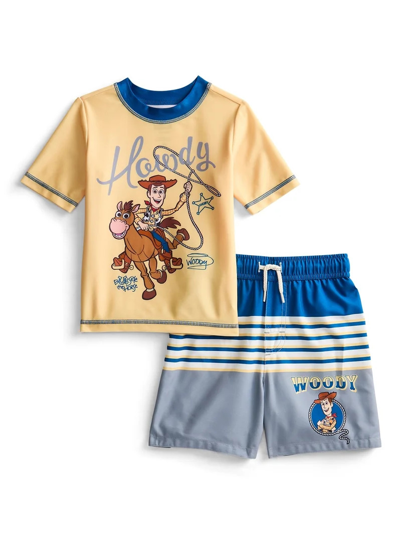 Character Toddler Boy Short-Sleeve Rash Guard and Swim Trunk Set, Sizes 12M-5T | Walmart (US)