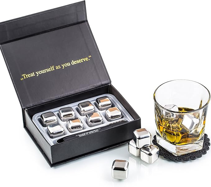 Exclusive Whiskey Stones Gift Set - High Cooling Technology - Reusable Ice Cubes - Stainless Stee... | Amazon (US)
