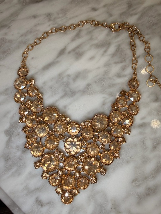 Gold Tone Champagne Crystal Bib Necklace | Poshmark