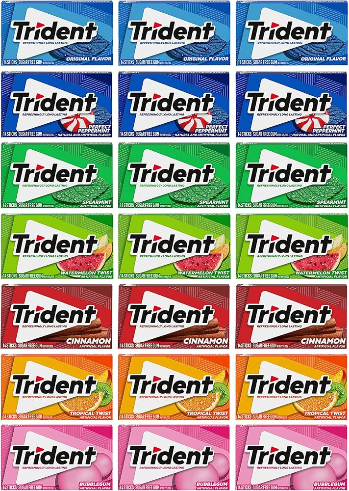 Trident Sugar Free Gum Variety Pack, 21 Packs of 14 Pieces (294 Total Pieces) | Amazon (US)