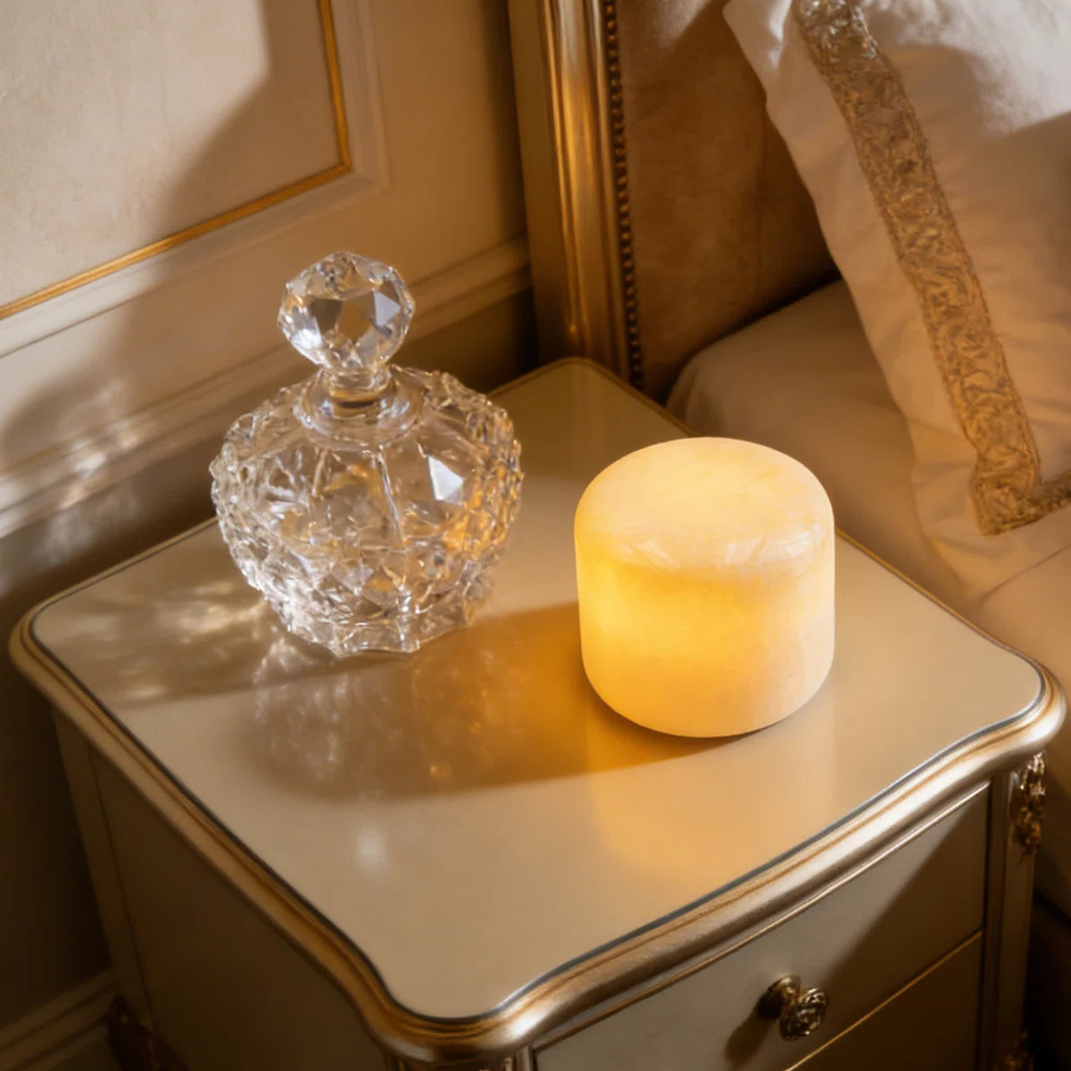 Marble Lamp Marble Lampight Light Touch Bedside Marble Pat  Lamp for Bedroom,Type-C Rechargeable ... | Wayfair North America