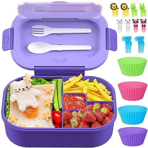 TIME4DEALS Lunch Box Kids Adult Bento Box Bento-Style Lunch Box 1300ml Ideal Portion Size Leak Proof for Teens Toddlers, BPA Free Lunchbox Containers for School Work Picnic (Purple) | Amazon (US)