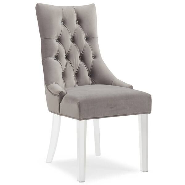 Cavalli Crystal Studded Velvet Accent Chairs With Acrylic Legs - Grey - Acrylic | Bed Bath & Beyond