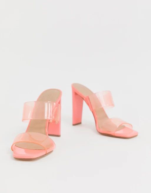 ASOS DESIGN Hayward clear heeled mule in pink | ASOS US