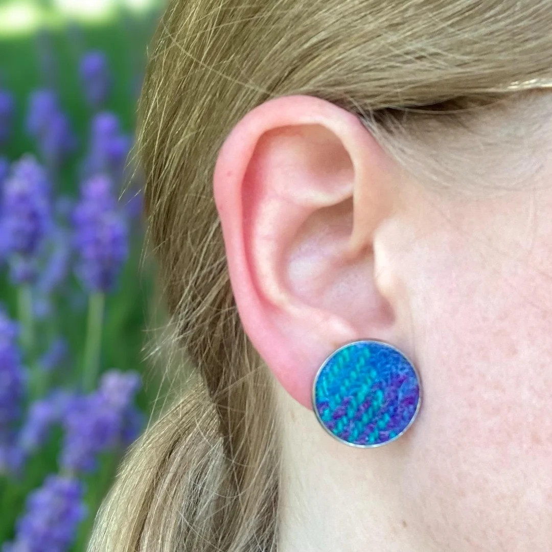 Harris Tweed® Earrings Scottish Stud Ear Rings Boxed Gift Keepsake Pierced Ears Plaid Tartan Che... | Etsy (US)