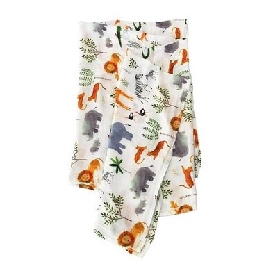 Loulou Lollipop Muslin Swaddle - Safari Jungle | Indigo (CA)