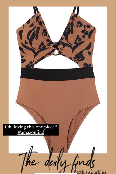 Darling, one piece with cut outs! Love, the dark caramel and black color combination with the printed top! // amazon swim, vacation style, one piece swimwear, swimsuit ideas, #vacationstyle #beachstyle #amazonswim 

#LTKtravel #LTKswim #LTKunder50