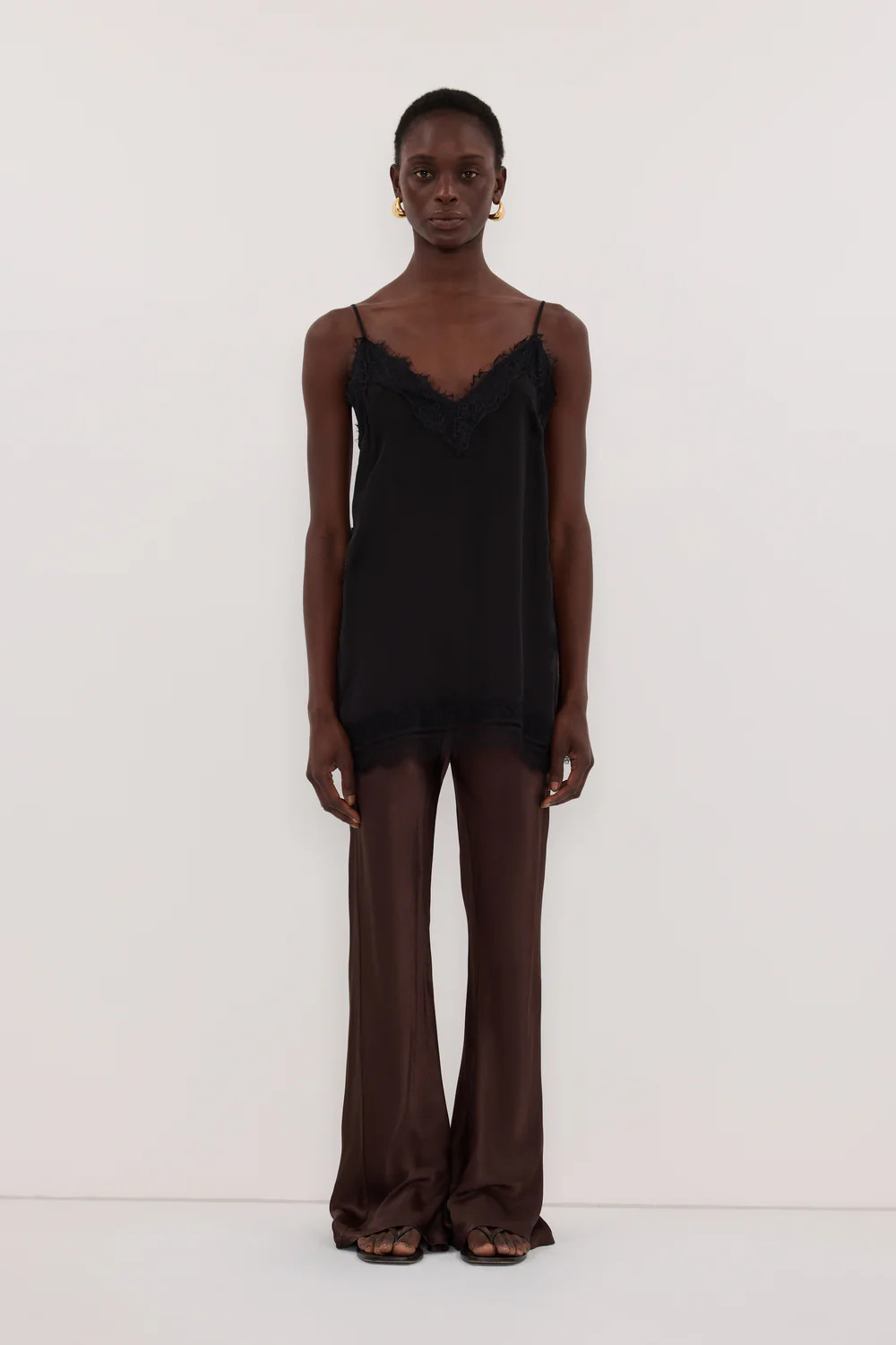 NIKKI BITTER CHOC SATIN BIAS PANT | DISSH