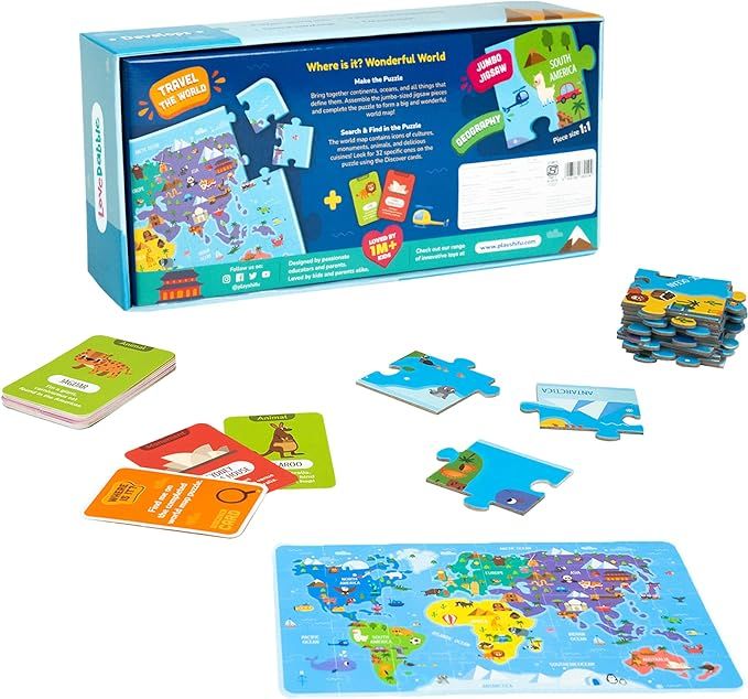 World Map Jigsaw Puzzle for Toddlers | Where is it? Wonderful World - LoveDabble | Flashcards for... | Amazon (US)