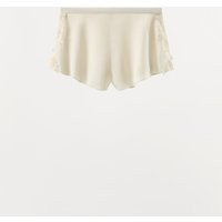Zara - Satin Effect Lace Shorts - Ecru - Xl - Woman | Zara US