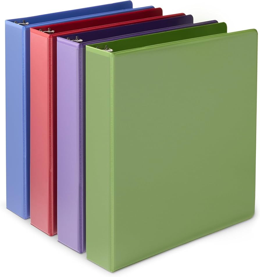 Amazon Basics 3 Ring 1.5 inch Binders with Round Metal Rings, Holds 275 Sheets, Assorted Colors, ... | Amazon (US)