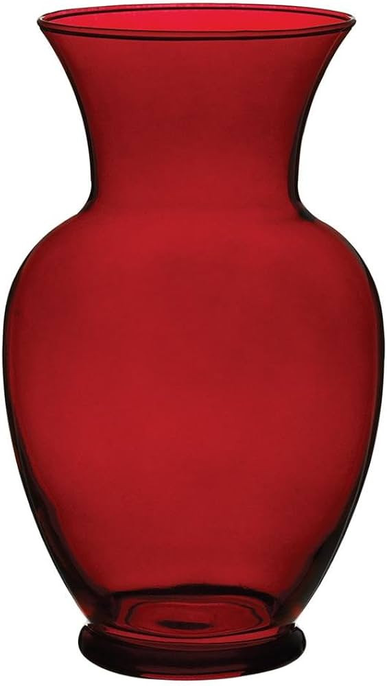 10 5/8" Spring Garden Vase and Flower Guide Booklet- Decorative Glass Flower Vase for Floral Arrangements, Weddings, Home Decor or Office. (Ruby Red) | Amazon (US)