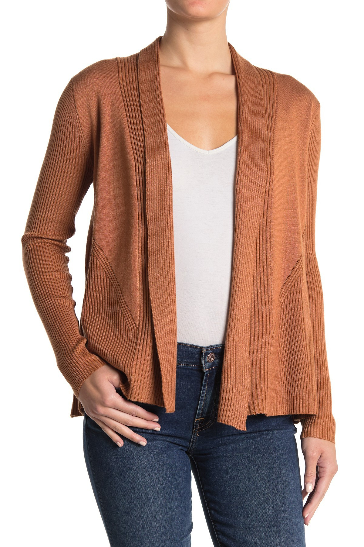 M Magaschoni Ribbed Shawl Collar Open Front Cardigan at Nordstrom Rack | Hautelook