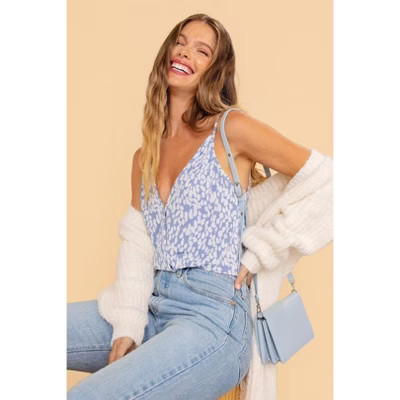 WEST K Women's Jenna Printed Surplice Top- Medium - Denim Blue Geo | Target