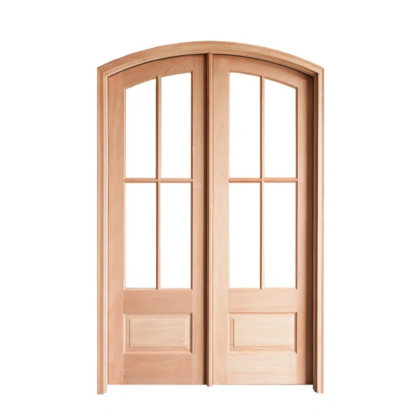 Arch Pair 60" x 96" Unfinished Veneered Mahogany Prehung Front Entry Door by Prestige Door | Wayfair North America
