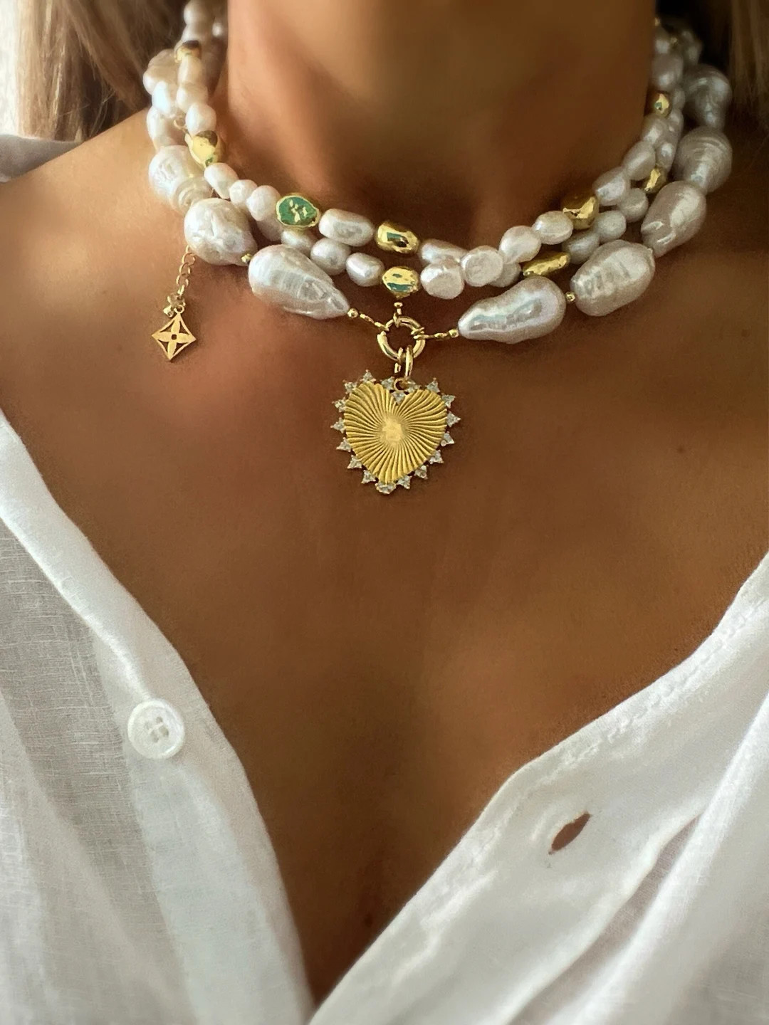 Pearl heart necklace, baroque pearl necklace, large freshwater baroque pearl, large baroque pearl... | Etsy (US)