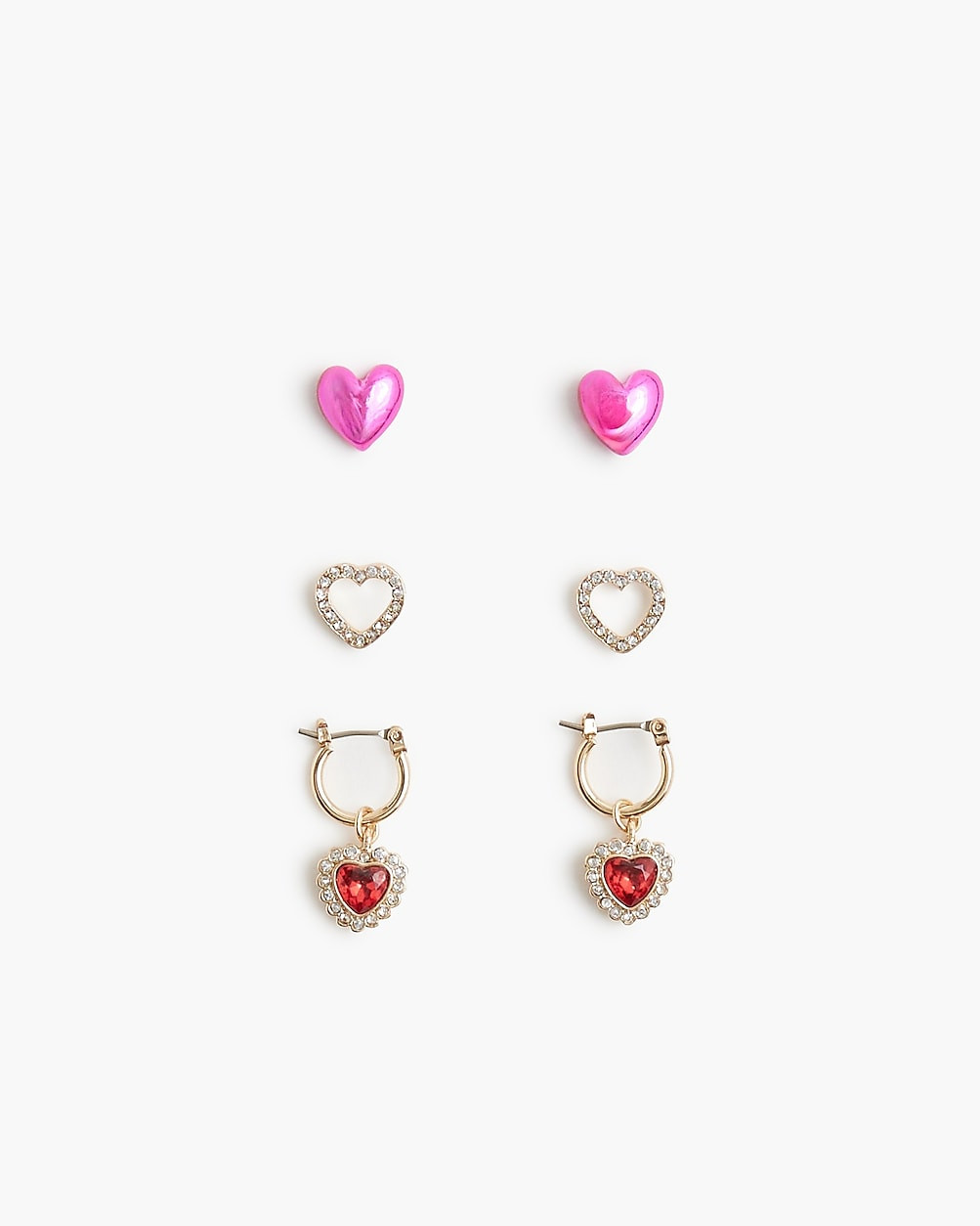 Girls' heart earrings set-of-three | J.Crew Factory