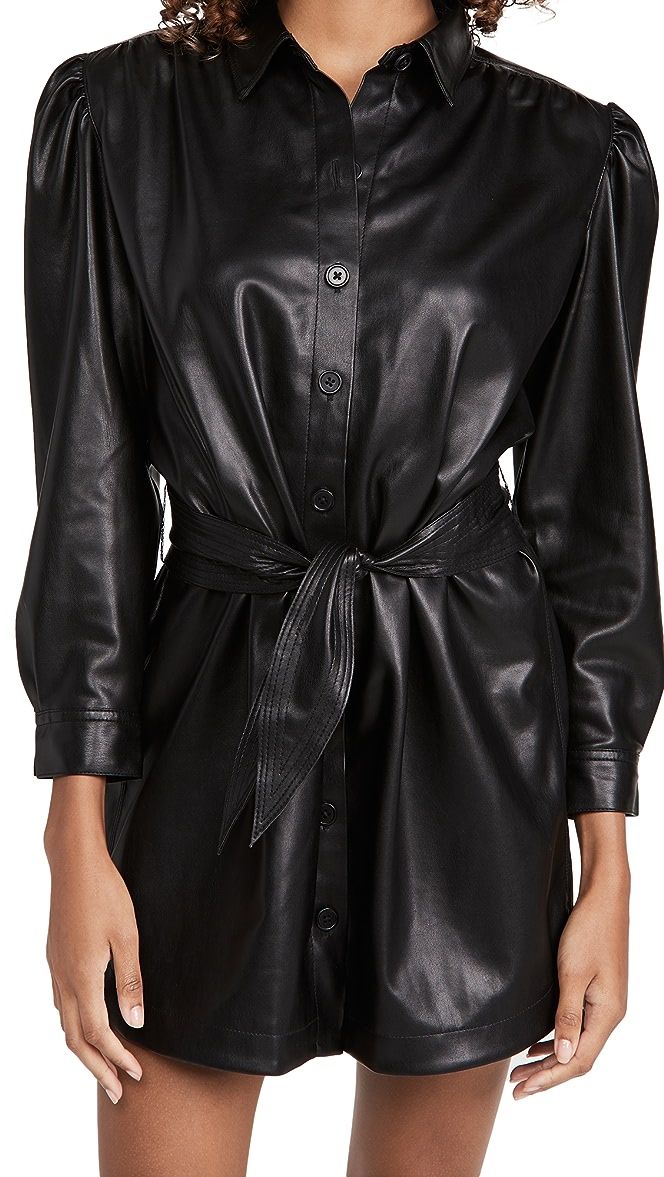 Faux Nelly Belted Vegan Leather Dress | Shopbop