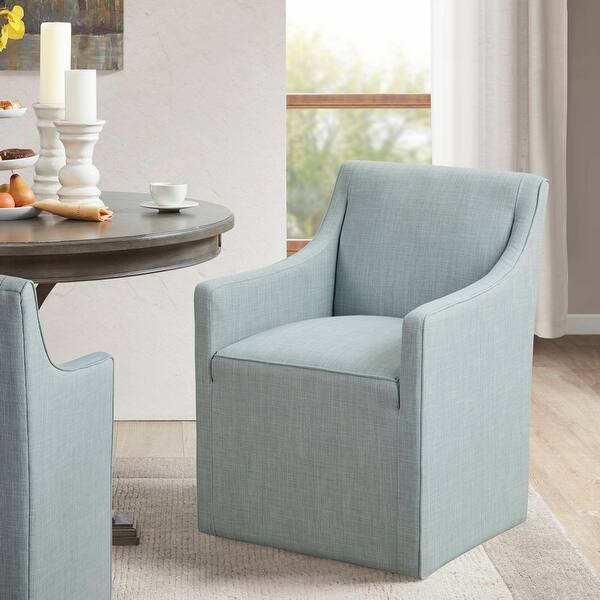 Madison Park Charlotte Dining Arm Chair with Casters - Blue | Bed Bath & Beyond