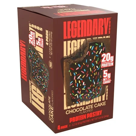 Legendary Foods Protein Pastry - Chocolate Cake 4 Pack | Protein Snack | Gluten-Free| Keto Friendly | Walmart (US)