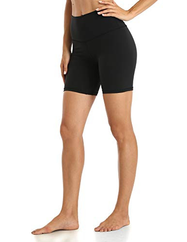 YUNOGA Women's High Waisted Yoga Short 6" Inseam Workout Athletic Biker Shorts (S, Black) | Amazon (US)