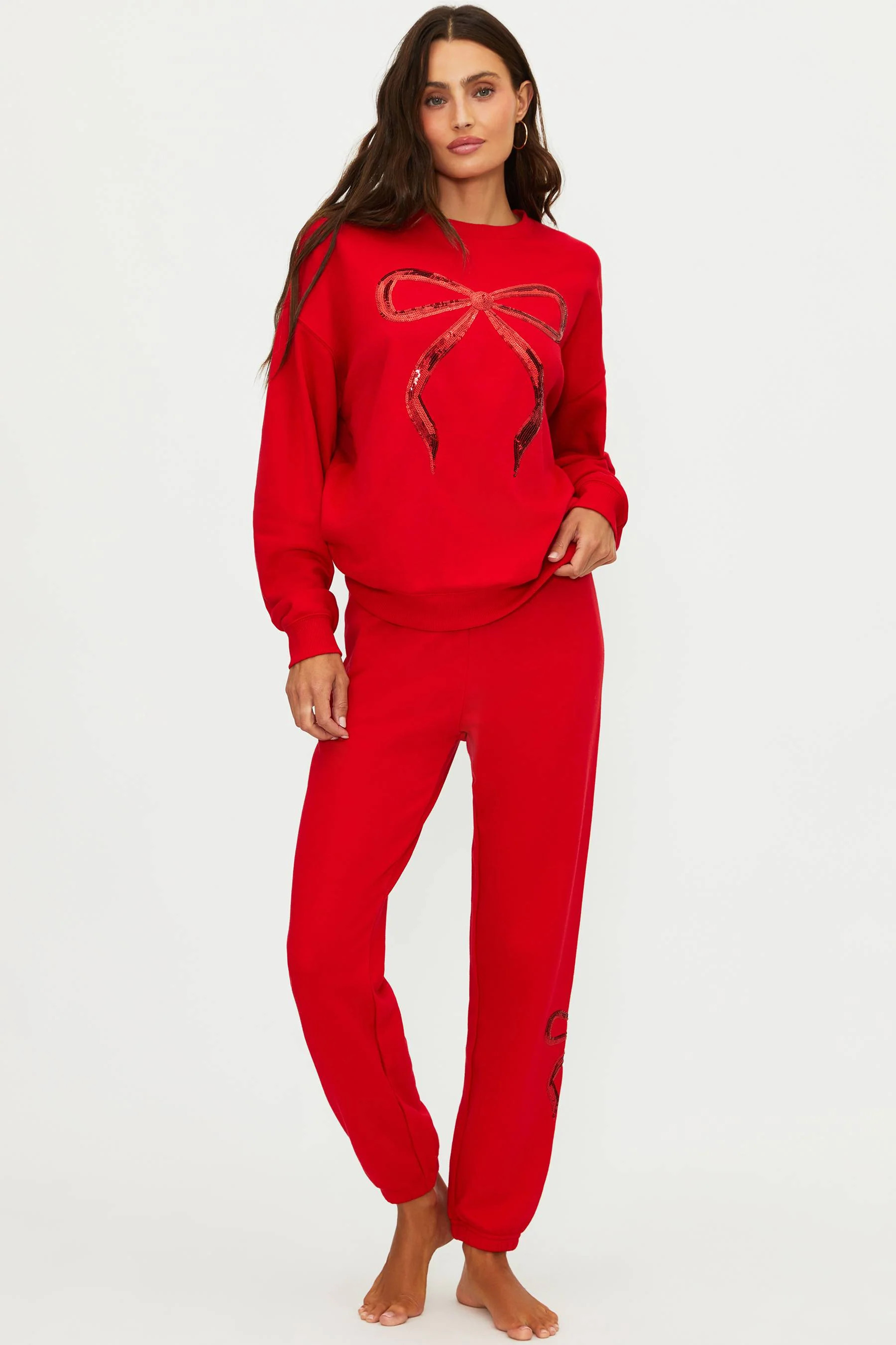 Anthropologie X Beach Riot Nash Pant Red Sequin Bow | Holiday Sweatpants | Beach Riot | Beach Riot