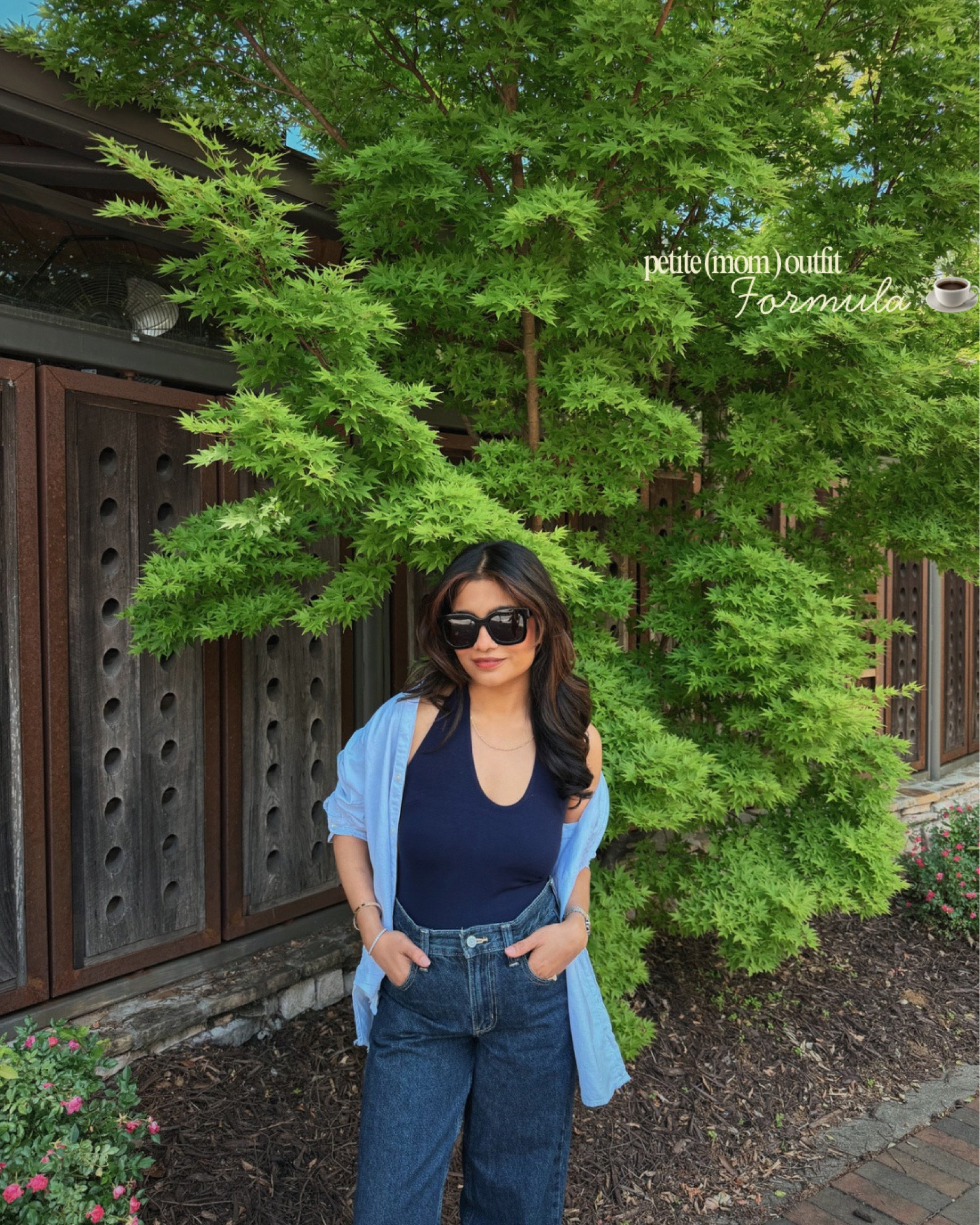 Petite mom outfit formula: 
Bodysuit (wearing US 2); kids’ jeans in 14, white button down (wearing S)



#LTKPetite #LTKmomlife #LTKootd