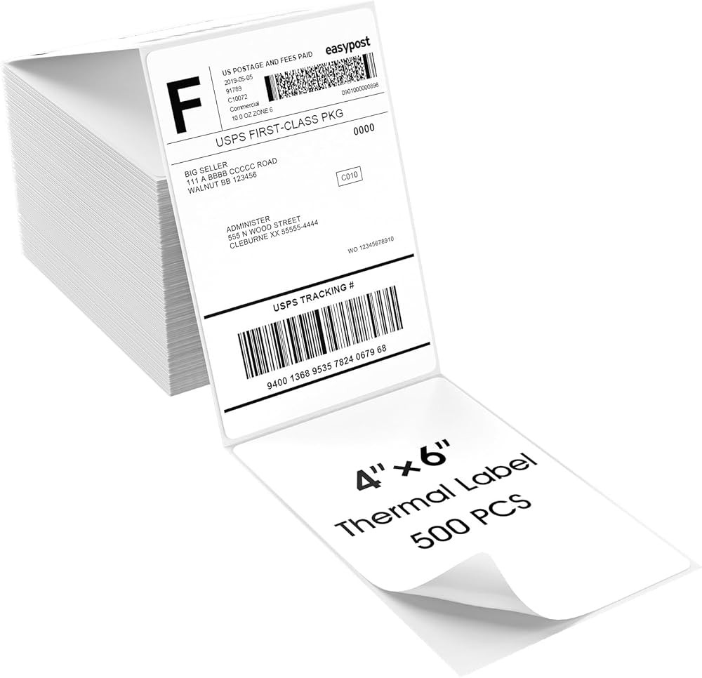 MaxGear 4" x 6" Direct Thermal Labels, 500 Fanfold Labels, for Shipping & Mailing, Perforated Whi... | Amazon (US)