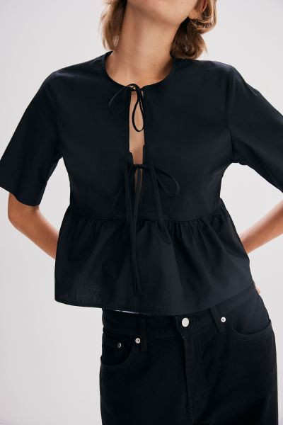 Tie-front Poplin Blouse | H&M (US + CA)