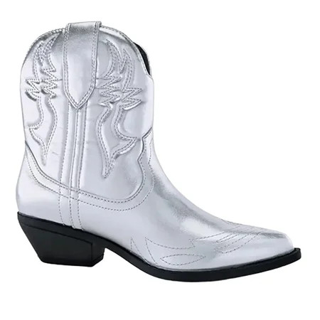 Soda Women Cowgirl Cowboy Western Stitched Ankle Boots Pointed Toe Short Booties RIGGING-S Silver Me | Walmart (US)