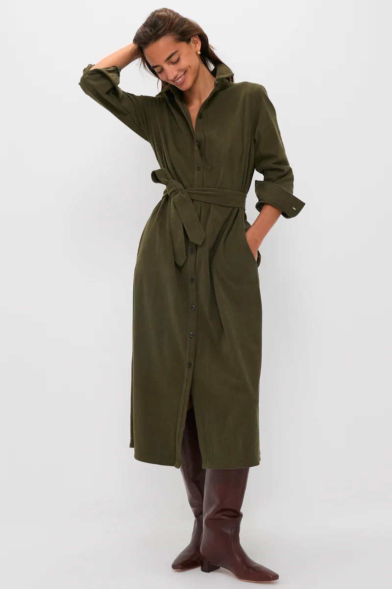 Cream Wide Wale Corduroy Tara Shirt Dress | Tuckernuck (US)