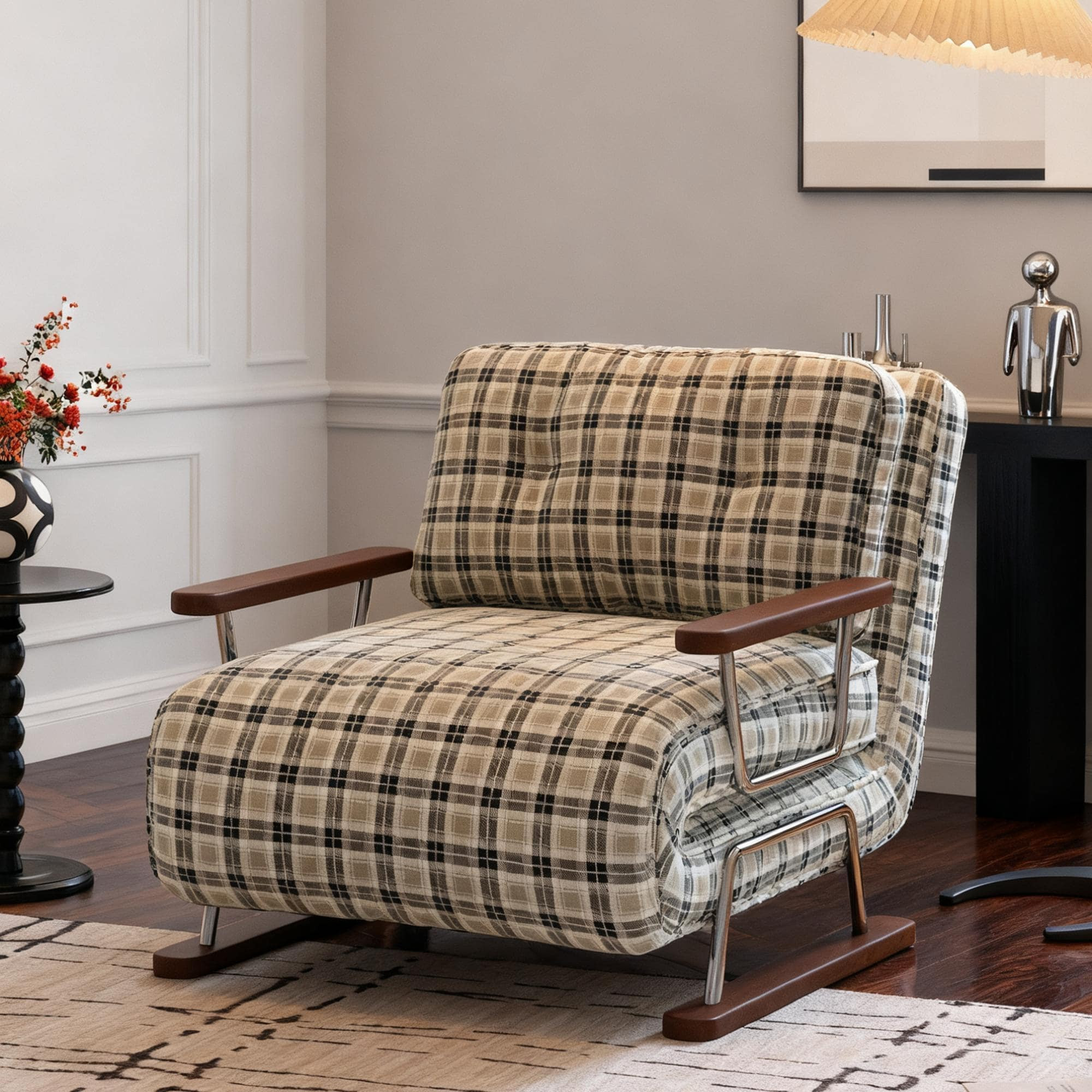JASIWAY Checkered 4-in-1 Sleeper Sofa Chair Bed for Small Spaces | Overstock